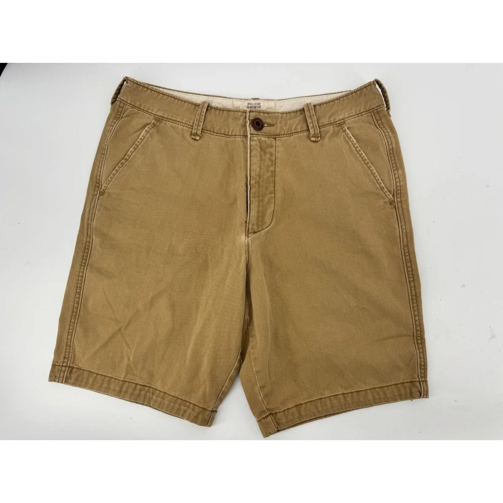 Hollister Chino Shorts Mens 31 Tan Classic Fit Cotton Khaki Casual Summer 3H0559